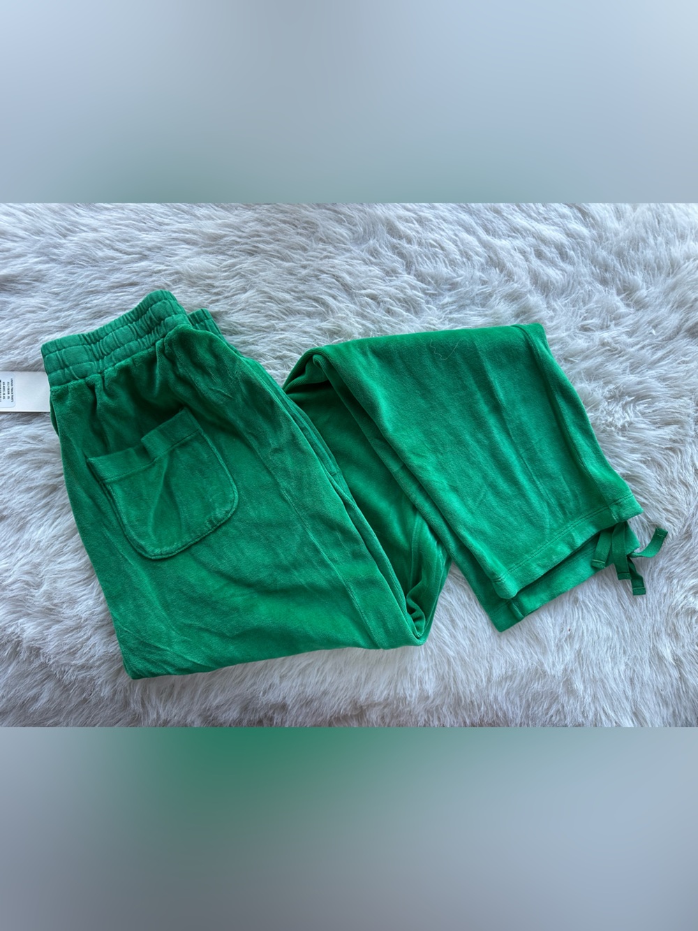 Suzi Kondi Bright Green Athletic Drawstring unisex velour track pants XS